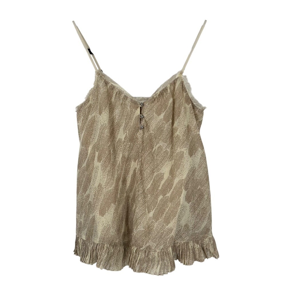 Princess Vera Wang Tank Y2K pleated Feather Print Sleeveless‎ Ruffle Hem XS